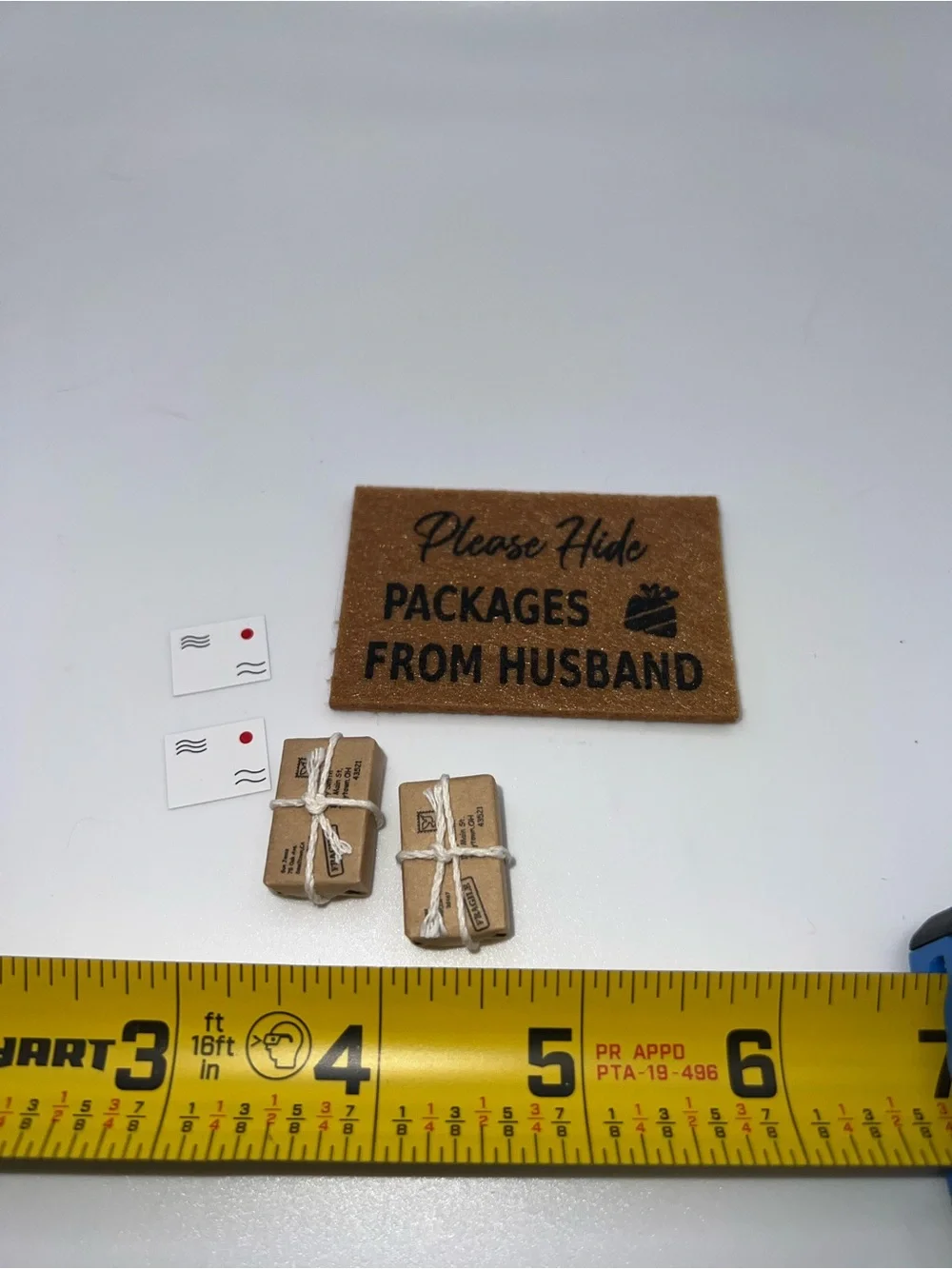 Please Hide Packages From Husband Miniature Dollhouse Door Mat